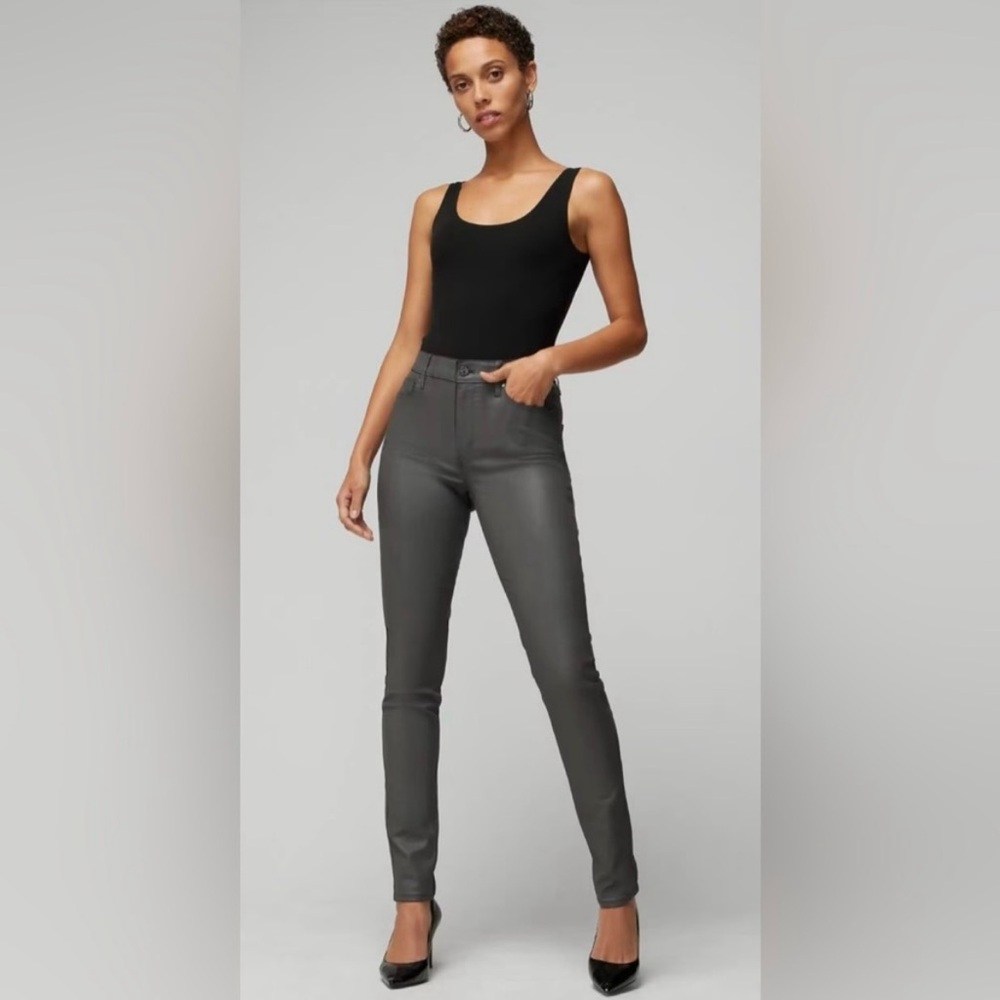 WHBM Coated Jeans Grey Skinny Sculpting NWOT 8 Glam Chic Gorpcore
